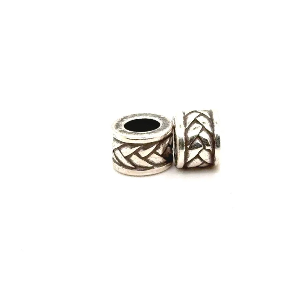 Brighton Silver Tone Braided Barrel Spacer Beads Set of 2
